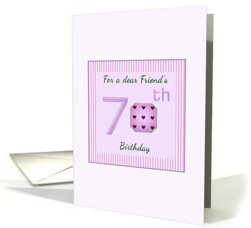 Friend's 70th Birthday Solid Numeral 0 Dotted With Red Hearts card