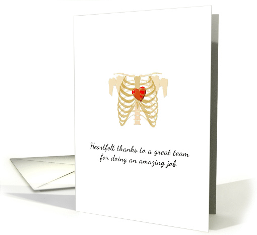 Heartfelt Thanks to Great Team Illustration Red Heart In Rib Cage card