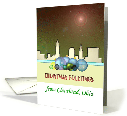 Representation of Cleveland Ohio skyline, Christmas card (1484924)