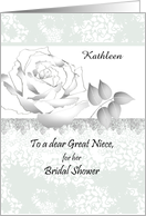 Customizable Bridal Shower for Great Niece Rose and Lace Work card