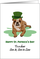 St. Patrick’s Day for Son and Son in Law Boxer Dog in Green Hat card