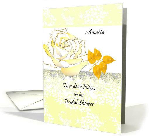 Customizable Name Bridal Shower for Niece Rose and Lace Work card