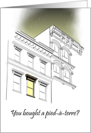 Congratulations on Your Pied-A-Terre Apartment Building Night Sky card