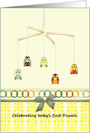 Baby’s 1st Diwali Colorful Baby Owls Mobile and Little Hoops card