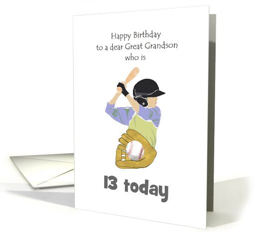 Custom Birthday Age Great Grandson Playing Baseball card (1491218)