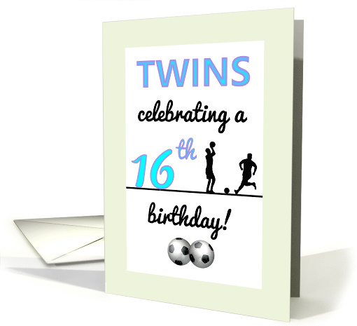 Celebrating Twin Boys' 16th Birthday Brothers Playing Football card