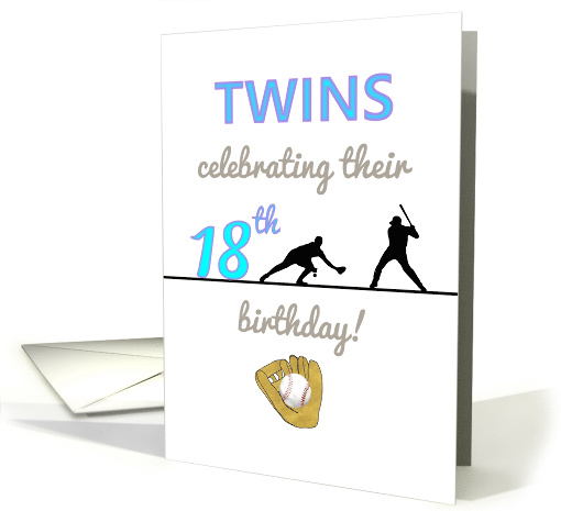 Celebrating Twin Boys' 18th Birthday Brothers Playing Baseball card
