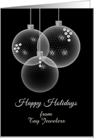 Happy holidays from jeweler, precious stone-like ornaments card