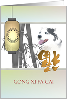Chinese new year of the dog, husky bamboo ornate lantern card