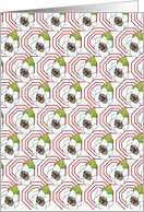 Floral Bloom And Foliage On Octagonal Frame Fabric Design Blank card