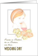 Wedding Congratulations Sister To Sister Raising Wine Glass To Lips card