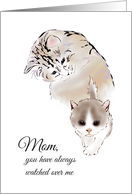 Mommy Cat Watching over Kitten Birthday for Mom card
