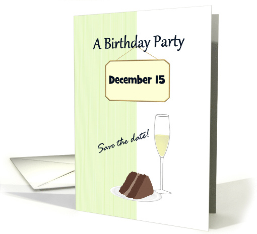 Save The Date Birthday Party Slice Of Chocolate Cake And... (1499286)