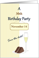 Save The Date For Age Specific Birthday Chocolate Cake And Champagne card