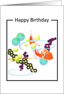 Abstract art swimming koi, birthday card