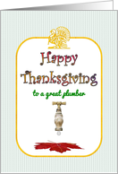 Thanksgiving for Plumber Faucet Water Droplet Falling on Fall Leaf card