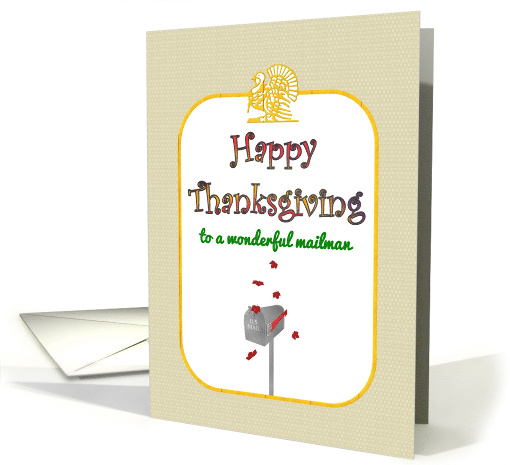 Thanksgiving for Mailman Fall Leaves Raining Down on Mailbox card