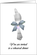 Rehearsal Dinner Invitation Fork Knife And Spoon Tied With Ribbon Bow card