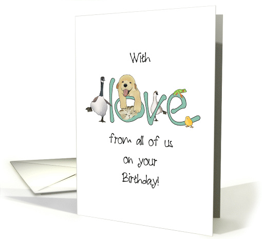 Birthday From All Of Us Puppy Kitten Geese Frog Chick card (1502720)