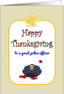 Thanksgiving for Police Officer Fall Leaves Resting on Officer’s Hat card