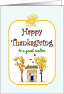 Thanksgiving for Realtor Red Fall Leaves Raining Down on House card