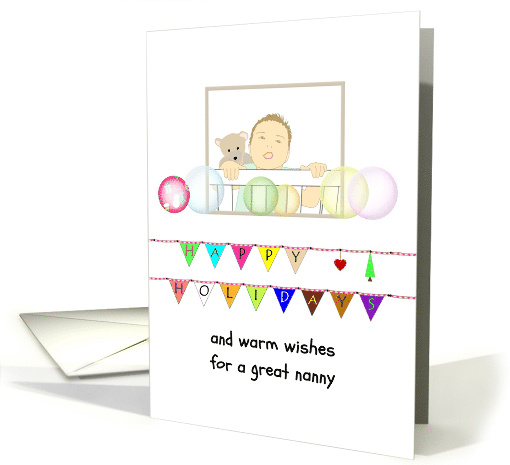 Happy Holidays For Nanny Toddler Standing Up In Cot card (1503852)