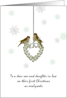1st Christmas Newlyweds Son and Daughter in Law 2 Birds on Ornament card