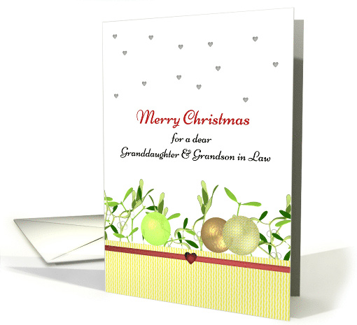 Christmas Granddaughter and Grandson in Law Mistletoe and Hearts card
