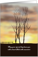 Bare Trees Seen Against a Beautiful Sunset Birthday card