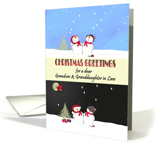 Christmas Grandson Granddaughter in Law Cute Snowman Snowlady card