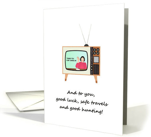 Retirement TV Anchorwoman Waving Goodbye To Viewers card (1505600)