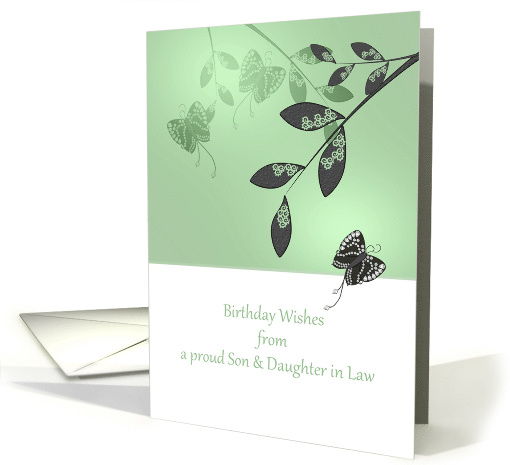 Mom Birthday from Son and Daughter in Law Butterflies and Foliage card