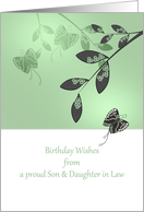 Mom Birthday from Son and Daughter in Law Butterflies and Foliage card
