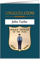 Customizable police officer of the year, officer drawing on plaque card