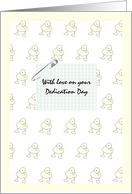 Baby Boy’s Dedication Day Ducklings In Rows Diaper Pinned Greeting card