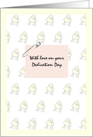 Baby Girl’s Dedication Day Ducklings In Rows Diaper Pinned Greeting card