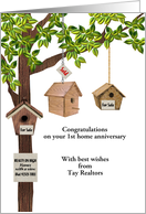 Custom Year Home Anniversary Realtors To Clients Cute Bird Houses card