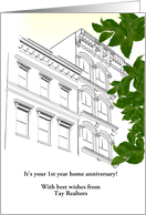 Custom Year Home Anniversary Realtors to Clients Apartment Block card