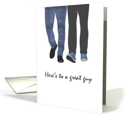 Guy to New Boyfriend Two Men Walkiing Together New Friendship card
