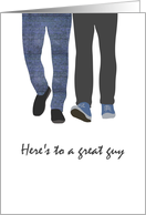 Guy to New Boyfriend Two Men Walkiing Together New Friendship card