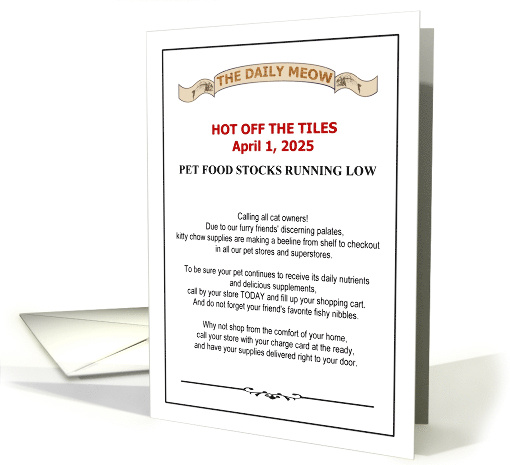 April Fools' Day Greeting from Pet Cat Fake News Low Pet... (1508330)