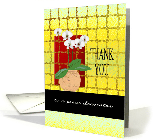 Thank You Decorator Orchids In Ceramic Pot Geometric Mesh Design card
