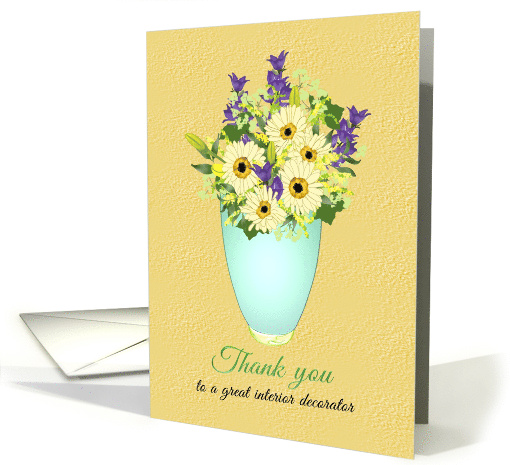 Thank You Decorator Beautiful Flowers In A Blue Glass Vase card