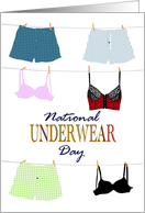 National Underwear Day Bustier Boxers Bras on Washing Line card