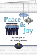 Peace and joy Christmas greeting from police department, police team card