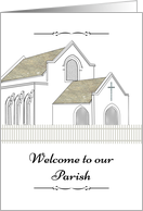 Welcome To Our Parish Sketch Of A Country Church card