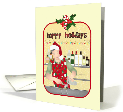 Happy Holidays For Bartender Bartender In Santa Hat... (1511516)
