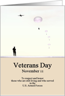 Veterans Day Veteran to Veteran Soldiers Parachuting from Plane card