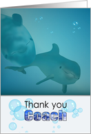 Thank You Swim Coach Two Playful Dolphins card