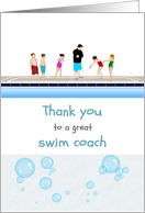 Thank You Coach For Younger Swimmers With Students By Pool Side card